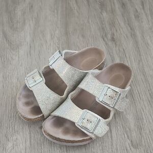 Birkenstock Kids Silver Glitter Sandals